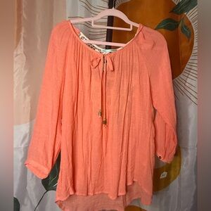 Maurices Peach Blouse with Tie-Front